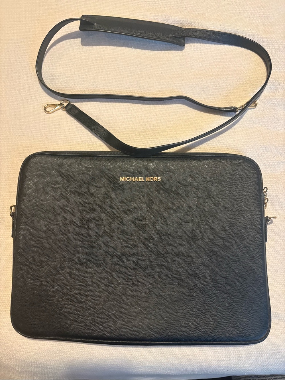 Michael Kors Black Saffiano Leather Laptop Crossbody